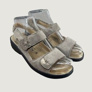 Mephisto Mobils Sandals 36 Tan Metallic Leather Comfort Walking Adjustable Strap